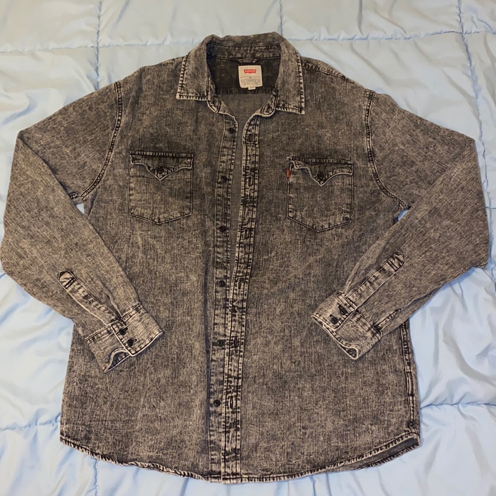 Washed Gray Denim Shirt